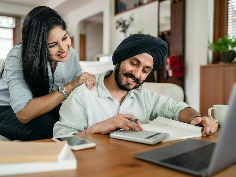 Couple reviewing their finances together